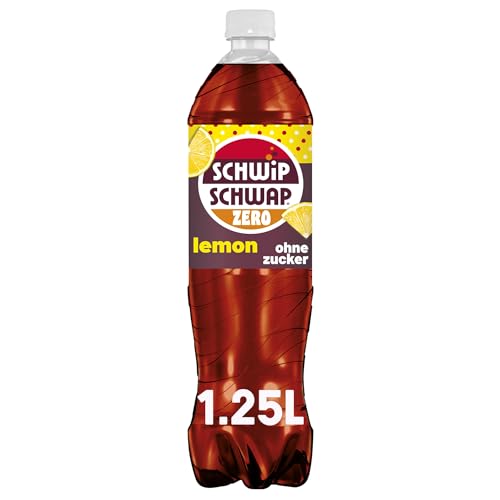 SCHWIPSCHWAP Lemon Geschmack | Koffeinhaltiges Cola-Erfrischungsgetränk |Orange & Zitrone.Flasken, EINWEG (6 x 1.25 l)

