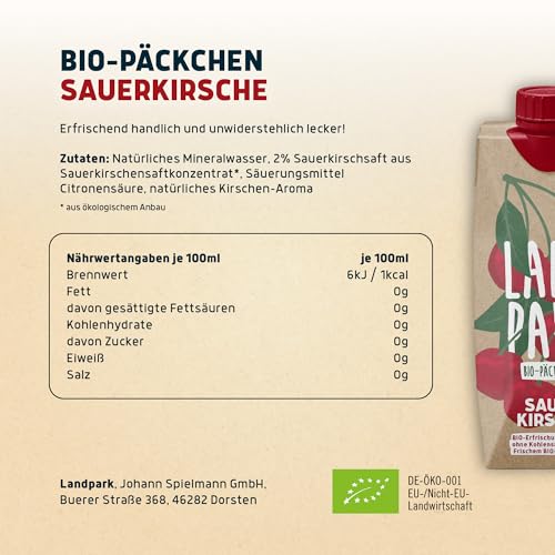 Landpark Bio-Erfrischungsgetränk Sauerkirsche - Ohne Zucker - 24er Pack EU Organic  
Landpark Bio-Erfrischungsgetränk Sa