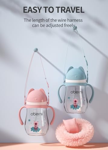 Oberni Trinklernbecher Trinkflasche Blau 270ml BPA-frei Auslaufsicher für Kleinkinder