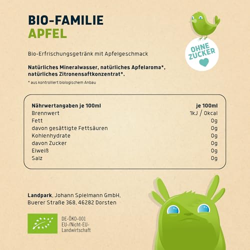 Bio-Apfel-Wasser-Familie 24x0,5l Kindergetränk ohne Zucker