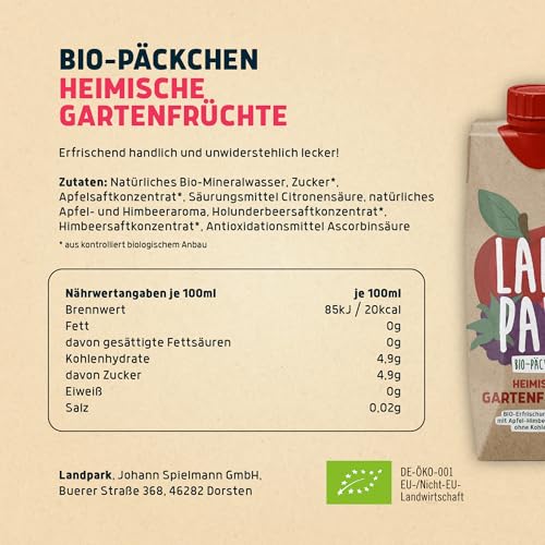Landpark Bio-Erfrischungsgetränk Apfel-Himbeergeschmack | ohne Kohlensäure | für den heißen Tag | EU Organic | 12 x 0,5 